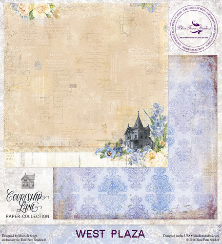 Blue Fern Studios - Courtship Lane 12x12 dbl sided paper - West Plaza (112379)