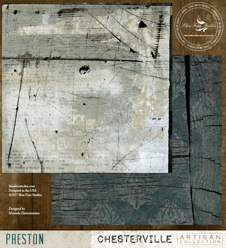 Blue Fern Studio - Chesterville 12x12 dbl sided paper - Preston (807688)