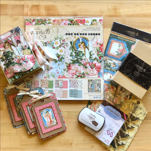 Graphic 45 - Club G45 - October Vol 10 2019- Joy To THe World - 3D Book Box and Card Trio (Club G45 Vol 10 2019)