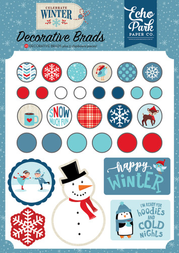 Echo Park - Decorative Brads & Chipboard - Celebrate Winter (CW162020)