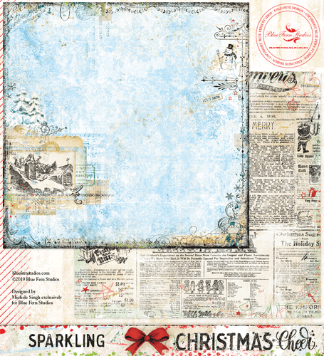 Blue Fern Studios - Double-Sided Cardstock 12x12 - Christmas Cheer - Sparkling (695276)