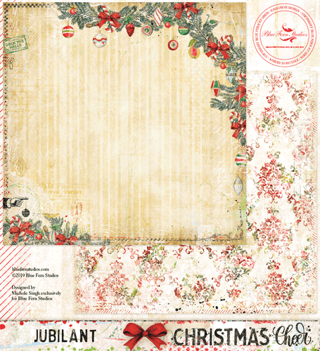 Blue Fern Studios - Double-Sided Cardstock 12x12 - Christmas Cheer - Jubilant (695979)