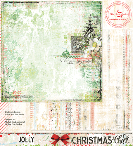 Blue Fern Studios - Double-Sided Cardstock 12x12 - Christmas Cheer - Jolly (695474)