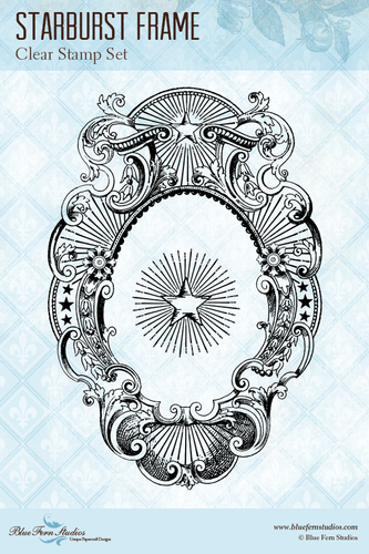 Blue Fern Studios - Clear Stamp Set 4x6 - Christmas Cheer - Starburst Frame (698475)