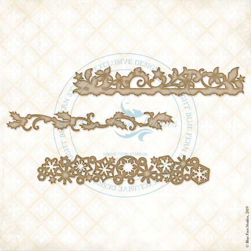 Blue Fern Studios - Chipboard - Christmas Cheer - Fa La La Borders (698574)