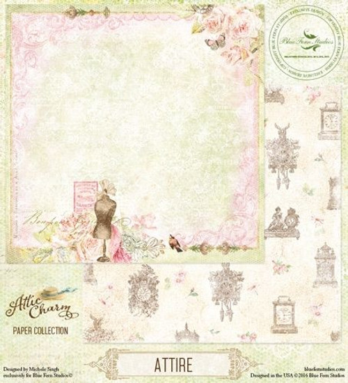 Blue Fern Studios - Attic Charm 12x12 dbl sided paper - Attire (BF122972) Blue Fern Studios - Attic Charm 12x12 dbl sided paper - Attire (BF122972)