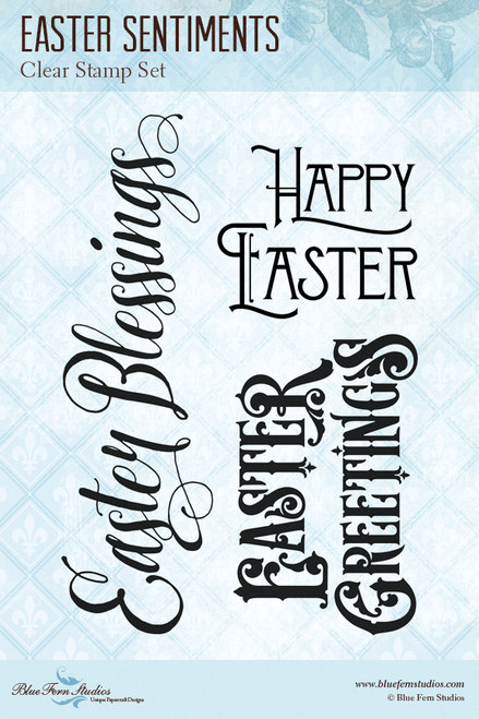 SPRING PARADE Blue Fern Studio Acrylic Stamp Set Easter Sentiments