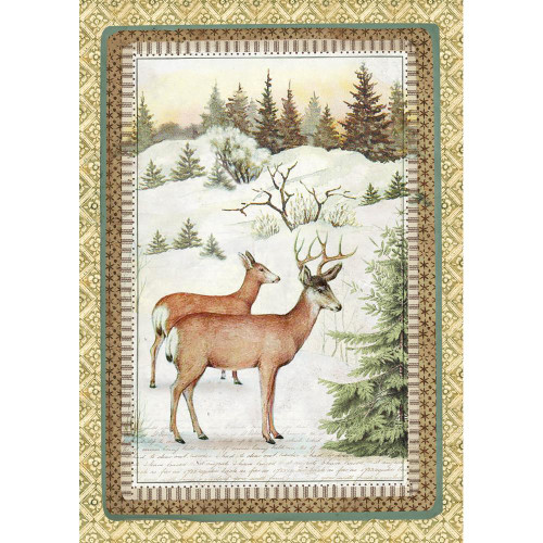 Stamperia - Winter Botanic Reindeer - Decoupage Rice Paper 8.25 x 11.5