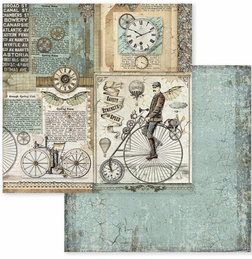 Stamperia - 12x12 Double-Sided Paper - Voyages Fantastiques - Retro Bicycle (SBB602)