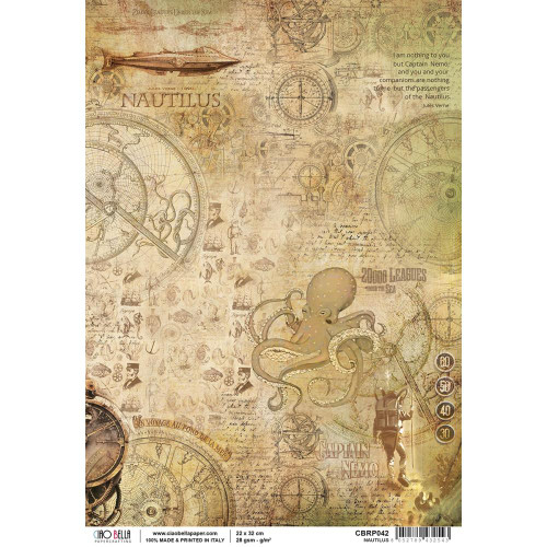 Ciao Bella - Decoupage Rice Paper Sheet - Voyages Extradionaires - Nautilus (CBRP042)