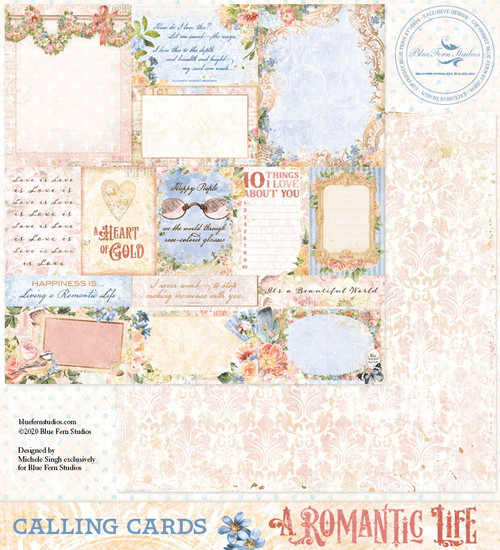 Blue Fern Studios - Double-Sided Paper 12x12 - A Romantic Life - Calling Cards (700277)