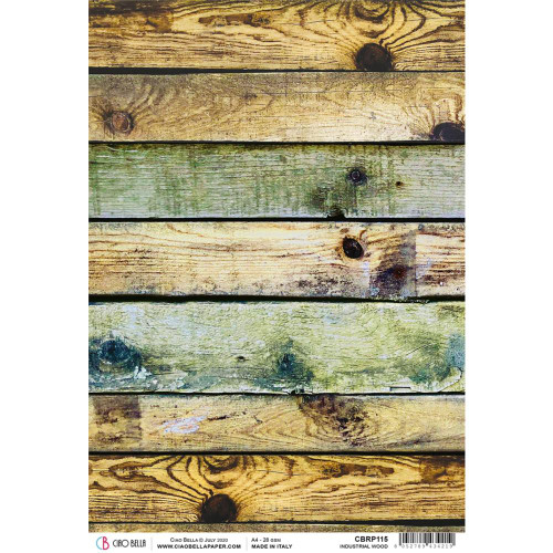 Ciao Bella - Decoupage Rice Paper Sheet A4 - Modern Times - Industrial Wood (CBRP115)