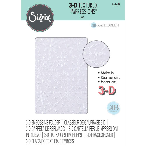 3-D Textured Impressions Embossing Folder Adorned Tile 664426 Jen Long Sizzix