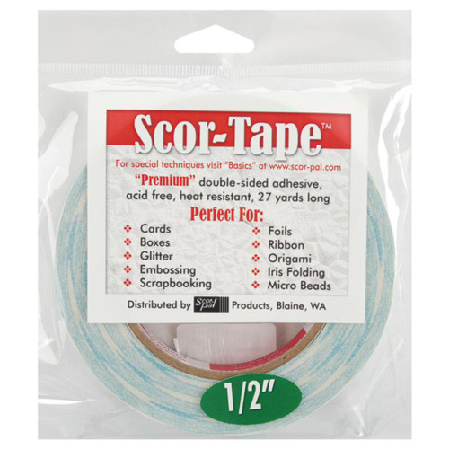 SCOR-TAPE Double-Sided Tape - 1 roll 1/2"x 27yrds 