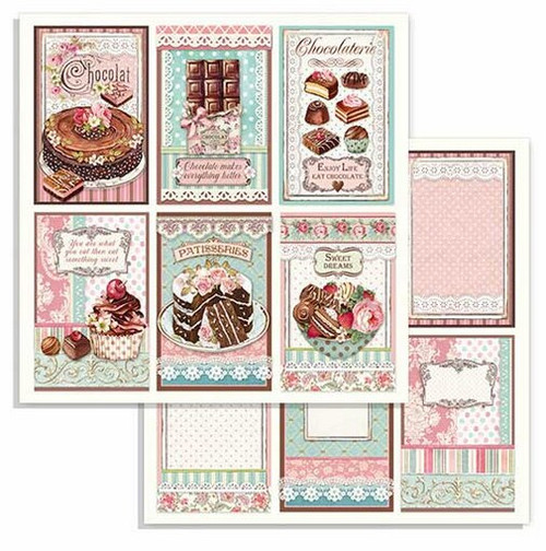 Stamperia - Double-Sided Cardstock 12x12 - Sweetie - Chocolate Cards (SBB738)