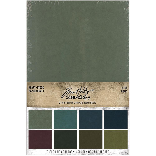 Tim Holtz - Idea-Ology 2021 - Kraft-Stock Stack Cardstock Pad 6"X9" 24/Pkg - Cool (TH94110)