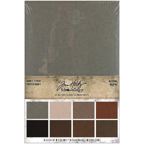 Tim Holtz - Idea-Ology 2021 - Kraft-Stock Stack Cardstock Pad 6"X9" 24/Pkg - Neutral (TH94111)