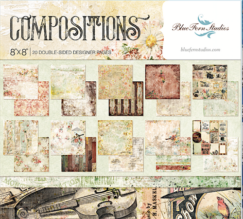 Blue Fern Studios - 20 Dbl Sided Papers 8x8 - Compositions (704176)