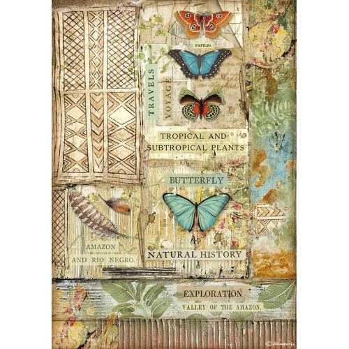 Stamperia - Decoupage Rice Paper A4 8.26x11.69 - Amazonia - Butterfly (DFSA4533)