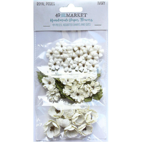 49 and Market - Paper Flowers - Royal Posies 49/Pkg - Ivory (49RP - 34086)