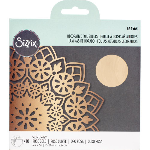 Sizzix - Effectz Decorative Foil Sheets 6"X6" 10/Pkg - Rose Gold (664568)