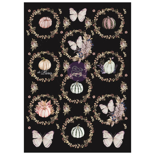 Prima - Hello Pink Autumn - Rice Paper Sheet A4 - Butterfly's Wreaths & Pumpkins #1 (P654474)