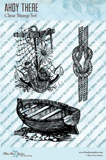 Blue Fern Studios - Clear Stamps 4x6 - Seaside Cottage - Ahoy There (461514)