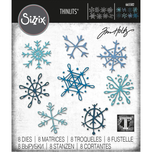 Sizzix - Tim Holtz - Thinlits Die Set 8PK - Scribbly Snowflakes (665582)