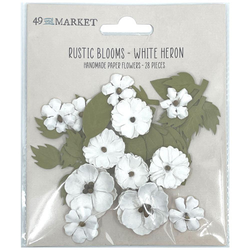 49 and Market - Rustic Blooms Paper Flowers 28/Pkg - White Heron (49RBLM 34925)