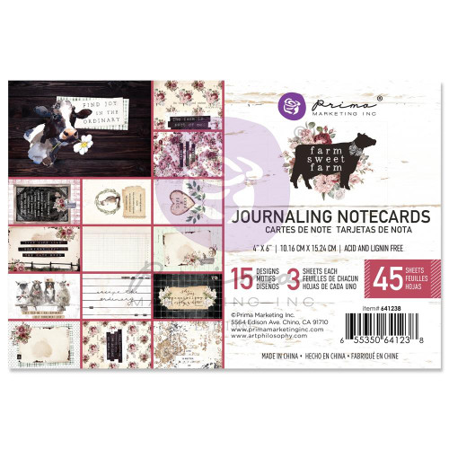 Prima - Journaling Cards 4"X6" 45/Pkg - Farm Sweet Farm (P641238)