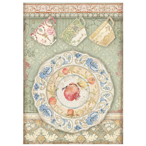 Stamperia - Decoupage Rice Paper A4 8.26x11.69 - Casa Granada - Plate & Cups (DFSA4657)