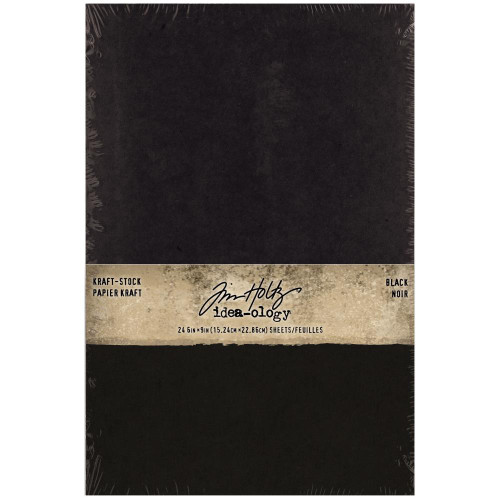 Tim Holtz - Idea-Ology - Kraft-Stock Stack Cardstock Pad 6"X9" 24/Pkg - Black (TH94145)