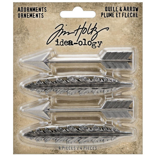 Tim Holtz - Idea-Ology - Metal Adornments 4/Pkg - Quill & Arrow (TH94220)