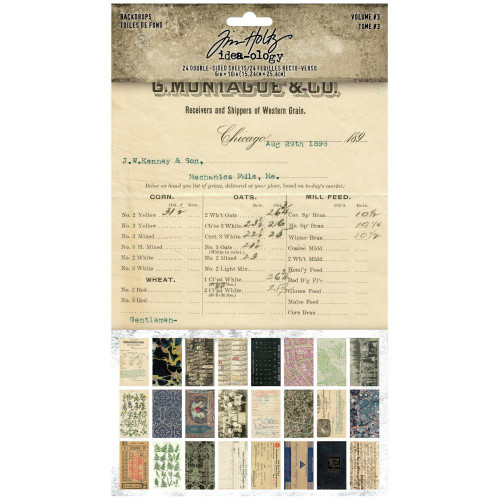 Tim Holtz - Idea-Ology - Backdrops Double-Sided Cardstock 6"X10" 24/Pkg - Volume #3 (TH94247)