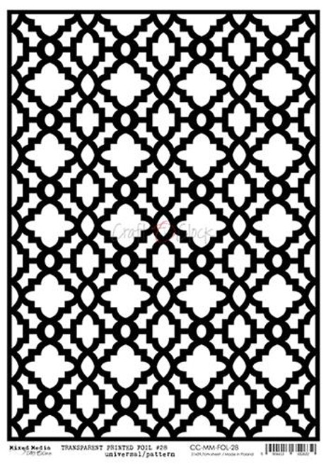 Craft O Clock - Mixed Media Transparent black printed foil - 28 Universal Pattern (CC-MM-FOL-28)