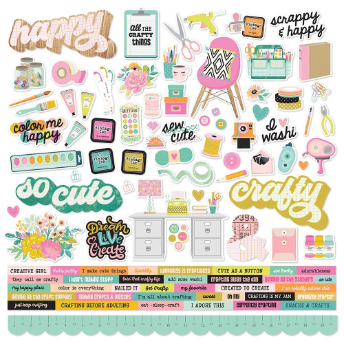 Simple Stories - Cardstock Stickers 12"X12" - Let's Get Crafty (LGC17201)
