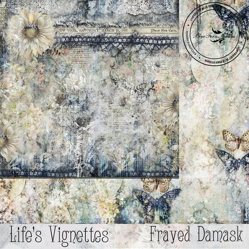 Blue Fern Studios - 12x12 Double-Sided Sheet Paper - Life's Vignettes - Frayed Damask (457081)