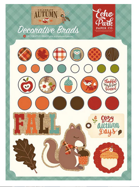 Echo Park Paper - Decorative Brads - Phrases - Celebrate Autumn (CAU58020)