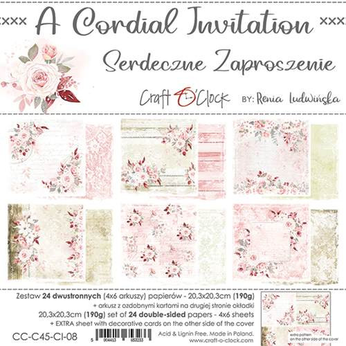 Craft O Clock - Paper Collection Set 8x8 24/Pkg - Cordial Invitation (CC-C45-CI-08)