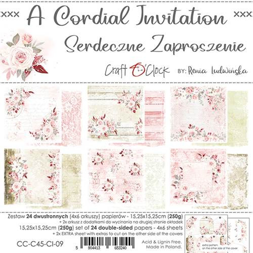 Craft O Clock - Paper Collection Set 6x6 24/Pkg - Cordial Invitation (CC-C45-CI-09)