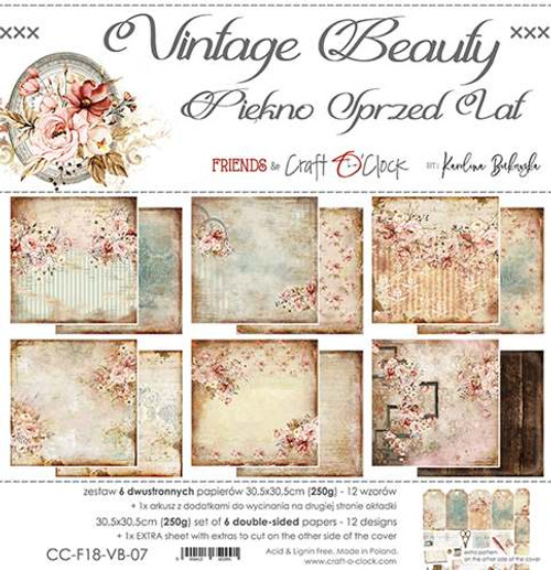 Craft O Clock - Paper Collection Set 12x12 6/Pkg - Vintage Beauty (CC-F18-VB-07)