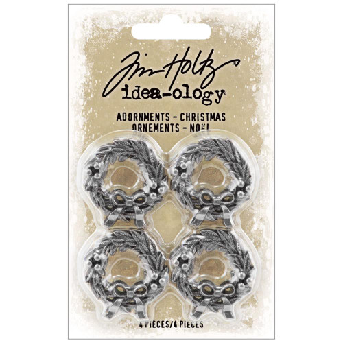 Tim Holtz Idea-Ology Christmas 2022 - Metal Adornments  Wreaths 4/Pkg (TH94300)