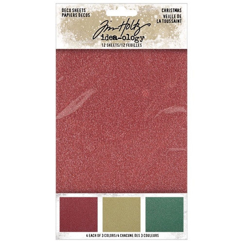 Tim Holtz Idea-Ology - Christmas 2021 - Adhesive Deco Sheets 4"X6" 12/Pkg - Christmas (TH94283)