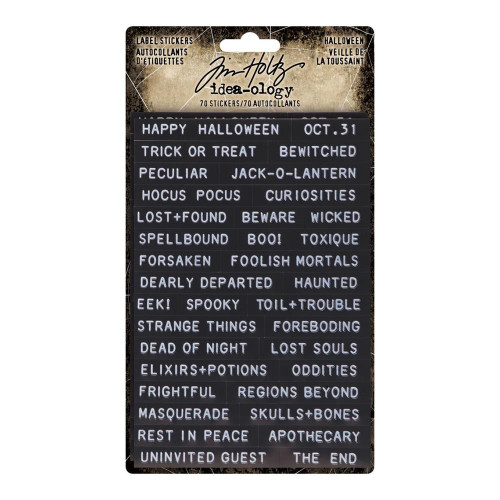 Tim Holtz - Idea-Ology - Halloween 2022 - Sentiments Label Stickers 70/Pkg - Halloween (TH94263)