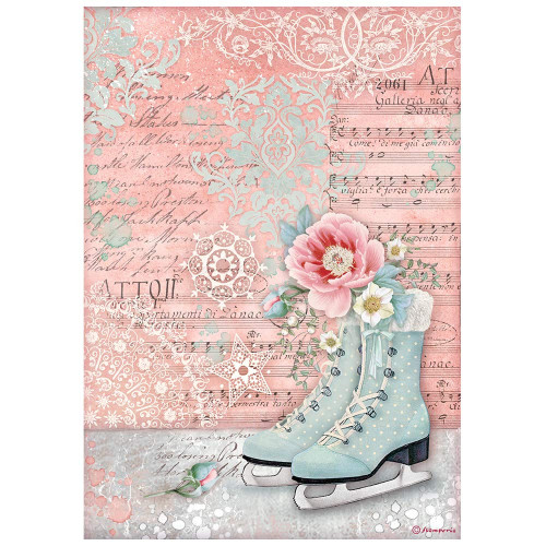 Stamperia - Decoupage Rice Paper Sheet A4 - Sweet Winter - Ice Skates (DFSA4730)