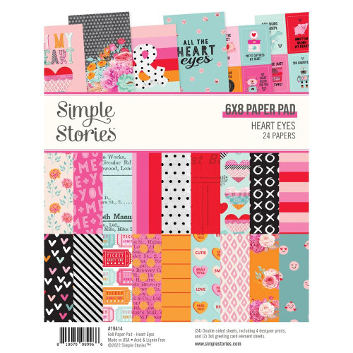 Simple Stories - Double-Sided Paper Pad 6"X8" 24/Pkg - Heart Eyes (EYE19414)