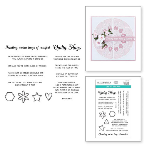 Spellbinders Clear Acrylic Stamps By Becca Feeken - Quilty Hugs Sentiments (STP156)
