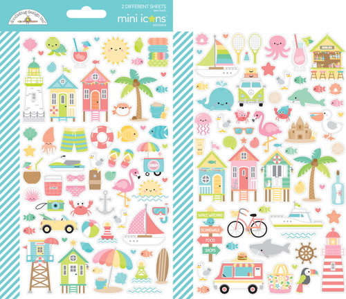 Doodlebug - Mini Cardstock Stickers 2/Pkg - Seaside Summer (ST7758)