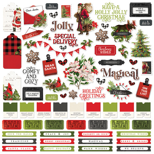 Simple Stories - Cardstock Stickers 12"X12" - Simple Vintage Christmas Lodge - Combo (SVCL8401)