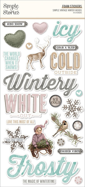 Simple Stories - Foam Stickers 49/Pkg - Winter Woods (SVWW9127)